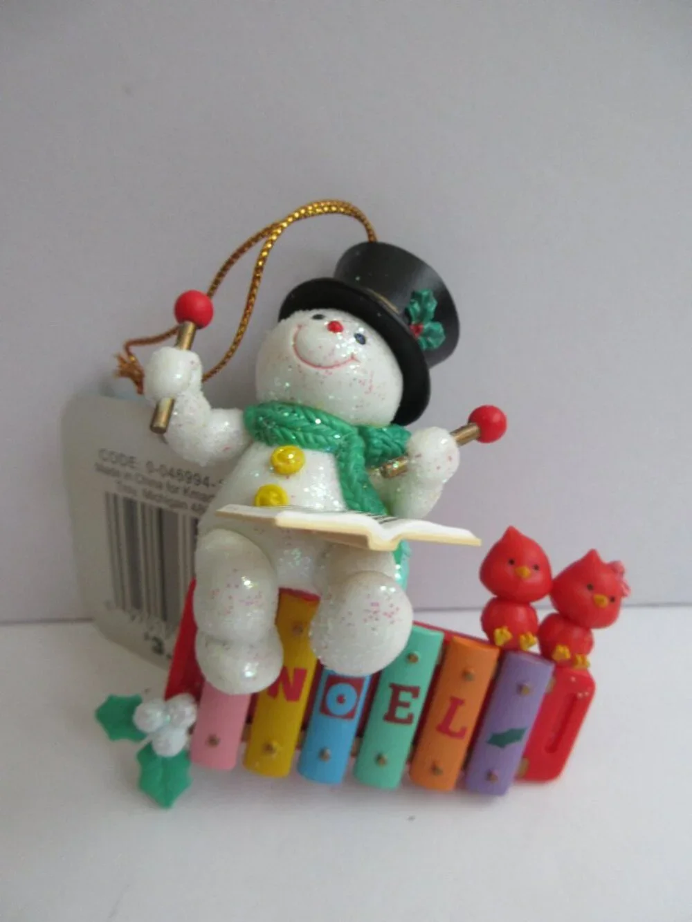 Trim A Home Christmas Tree Ornament Snowman Playing Xylophone NOEL Kmart 1996